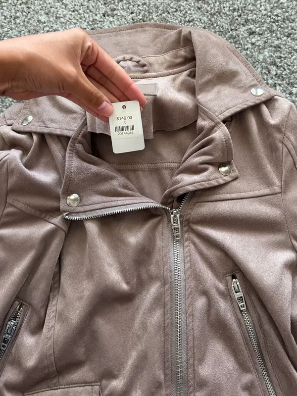 Blank NYC Mauve-Taupe Faux Leather Moto Fall Jacket NEW Size Small - Image 4