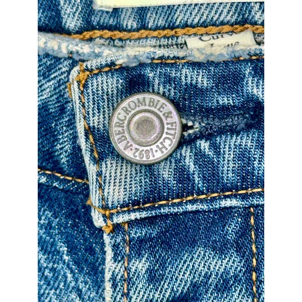 Abercrombie & Fitch Curve Love Dad High Rise Blue Denim Jeans Size 28 6 S Short - Image 5