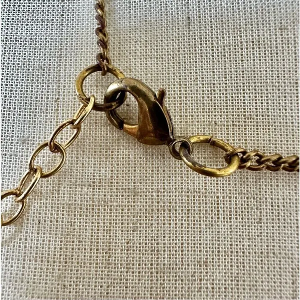 Blue and gold tone beaded long teardrop pendant necklace - Image 5