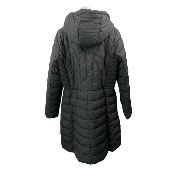 Bernardo Black Long Sleeves Front Zip Quilted Hooded Puffer Coat Jacket Size 1X - Image 3