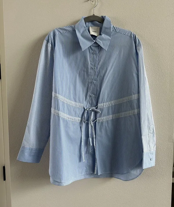 Aknvas Marina Tie Front Poplin Top Size Small New - Image 2