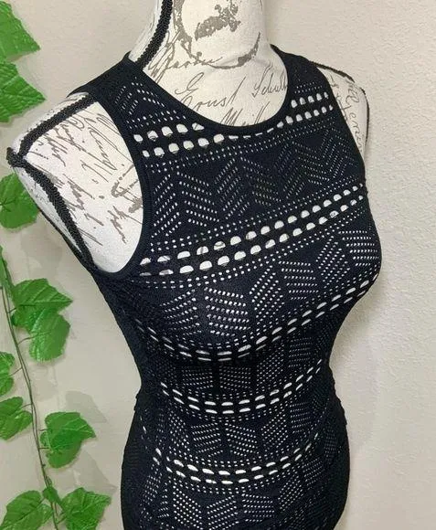 Windsor Black Lace Crochet Swim Coverup Dress New - Image 2
