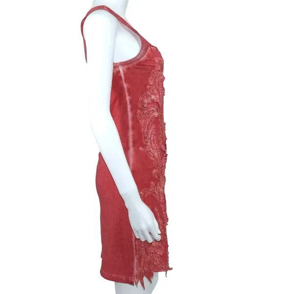 Free People Pink Mesh Beaded Boho Butterfly V‎ Neck Mini Dress Size Small - Image 2
