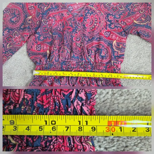 Anthropologie Boemo Teal Paisley Smocked Waist Tiered Maxi Dress Sz S Boho Retro - Image 8