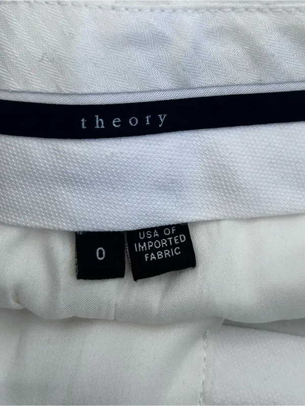 Theory White Viscose/Wool Blend Straight Leg Trouser Pants Size 0 - Image 3