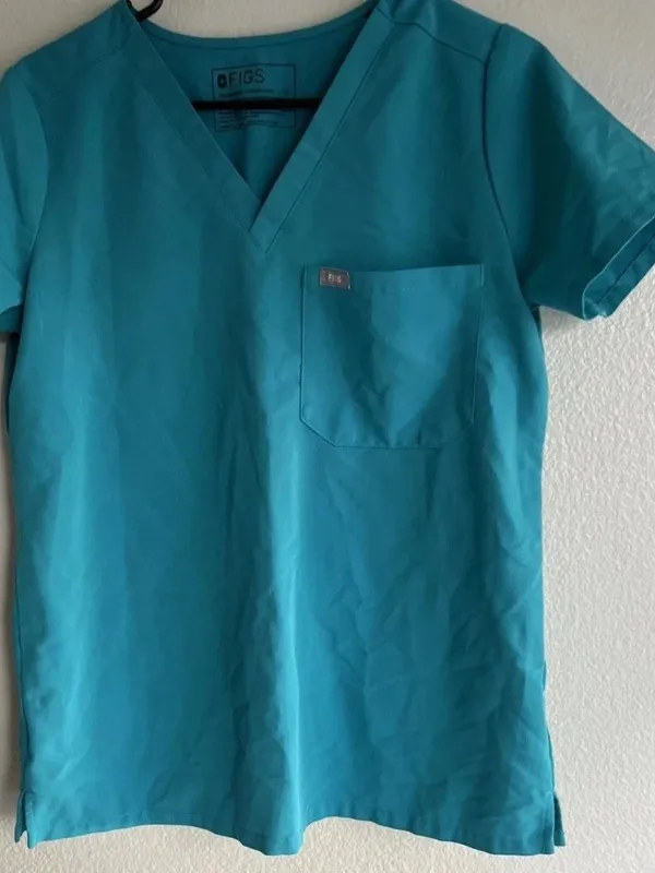 FIGS Catarina Women’s Sz S Scrub Top Teal Blue Technical Collection One Pocket - Image 5