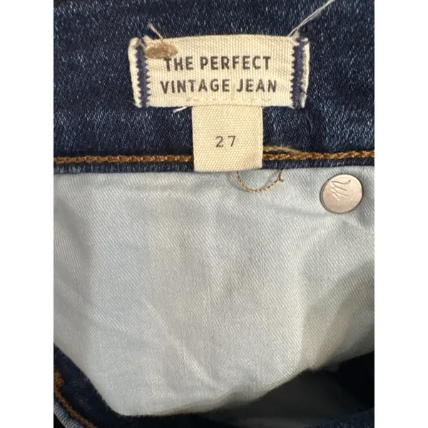 Madewell‎ The Perfect Vintage Jean Dark Wash Raw Hem High Rise Straight Size 27 - Image 2