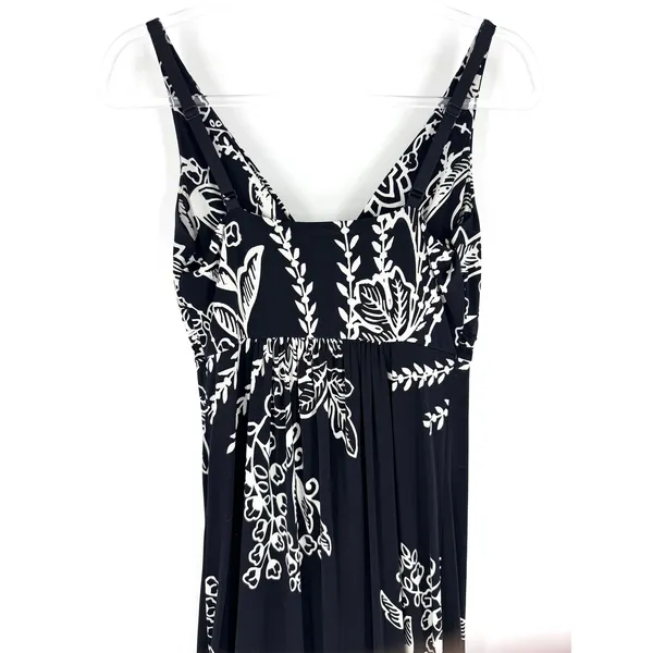 Soma Intimates Black White‎ Floral Maxi Dress Empire Waist V-Neck Size Small - Image 7