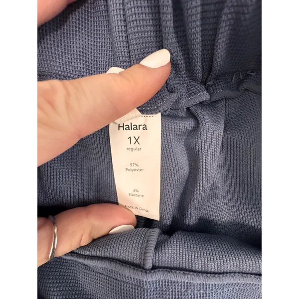 Halara Blue Gray Wide Leg Pleated Elastic Waist Trousers Pants‎ 1X Regular 0528 - Image 6
