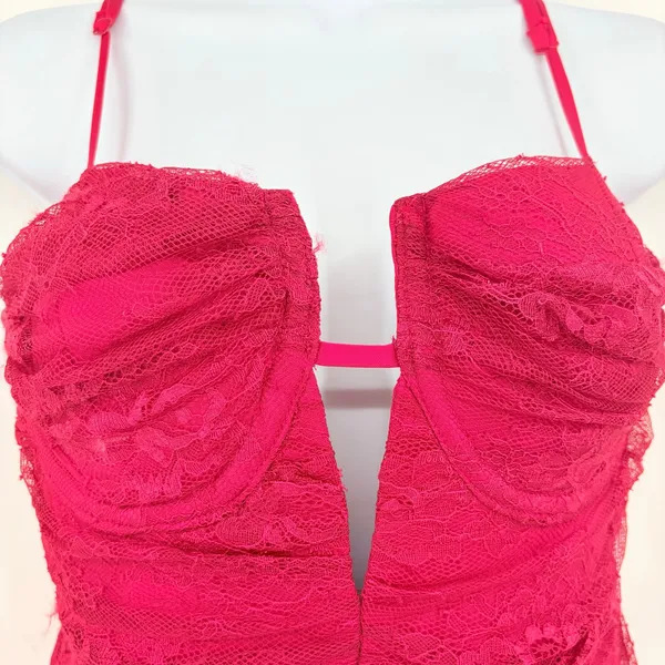 Layered with Love Mini Lace Dress Sz M New Red Hoco Coquette Corsette Fit Flare - Image 5