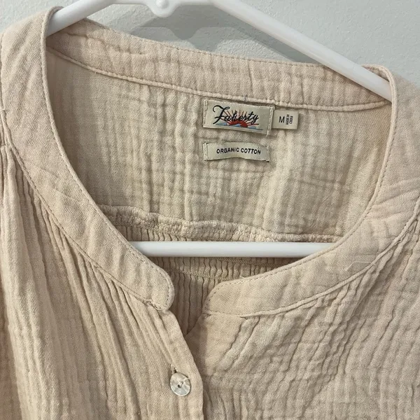 Faherty Everleigh Dream 100% Organic Cotton Gauze Shirt Top‎ Cream Women Size M - Image 5