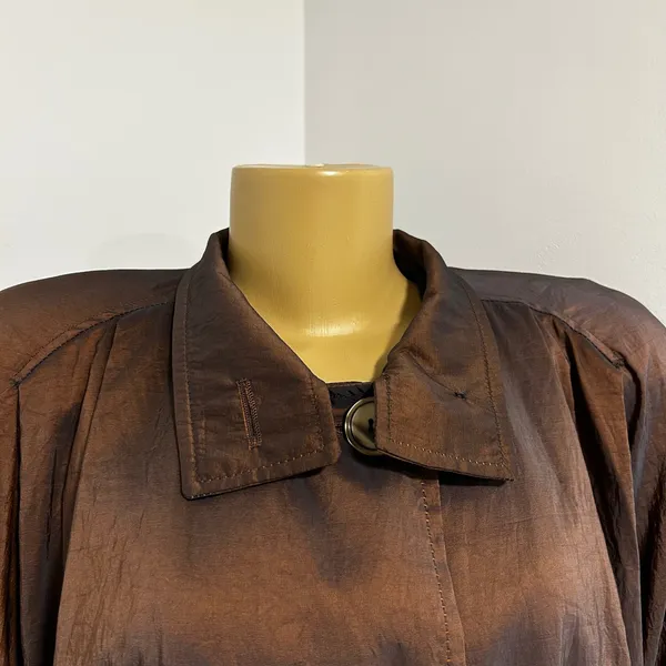 Vision Women's Long Sleeve Button Front Coat Bronze‎ Metallic Sheen Size M Brown Size L - Image 4