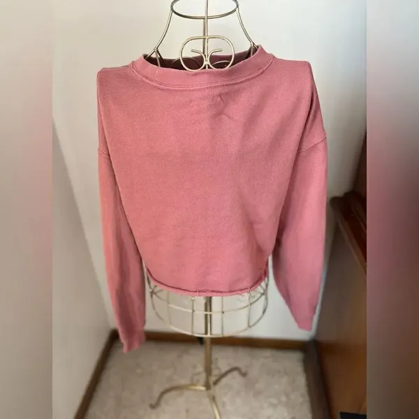 Aerie Distressed Raw Hem Crop Sweatshirt XS - Image 11