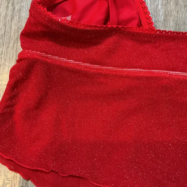 Seafolly Red Sparkly Cami Top Adjustable Straps Cropped Tank Bow‎ Accent Party Sexy - Image 4