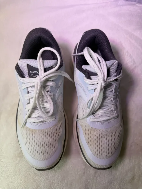 Skechers D'lux Walker 2.0 Women's White with Light Blue and Black Accents - Image 5