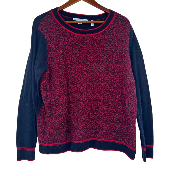Draper James Reese Witherspoon Cashmere Wool navy burgundy sweater plus size XXL - Image 3