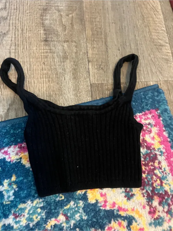 Wilfred Black Ribbed Knit Crop Tank Top - Women's - Image 8