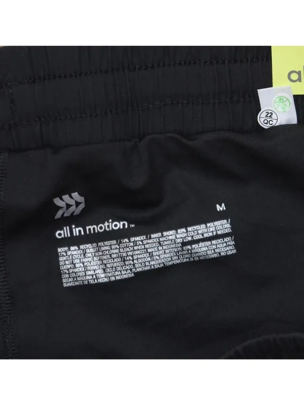 All In Motion Womens Athletic Quick Dry Lined Pocketed Running Shorts Black M - Image 3