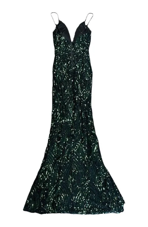 Viviana Formal Sequin Mermaid Dress black and green size small - Image 4