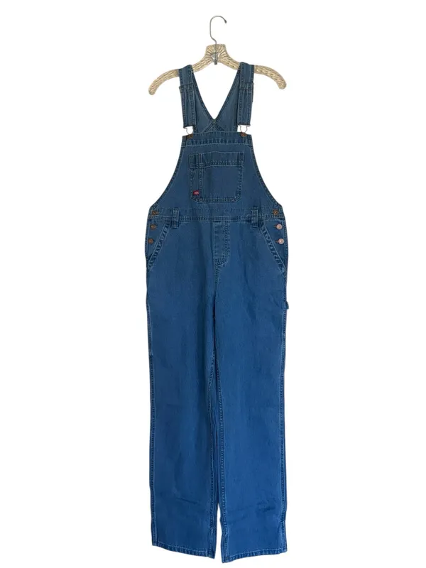 NWT DICKIES Women's Relaxed Fit Bib Overalls Medium Wash Blue Small - Image 7