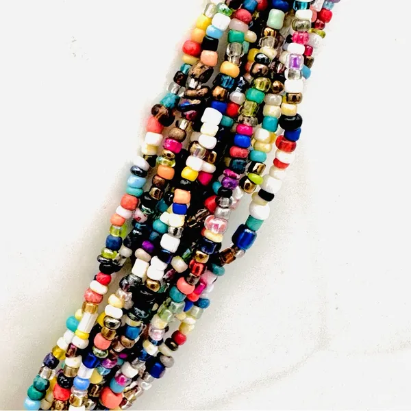 Tribal Beaded Statement Necklace Gold - Image 7