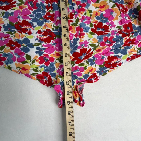 Roxy Womens Floral Smocked Puff Off Shoulder Sleeve Romper Pink Size Large - Image 3