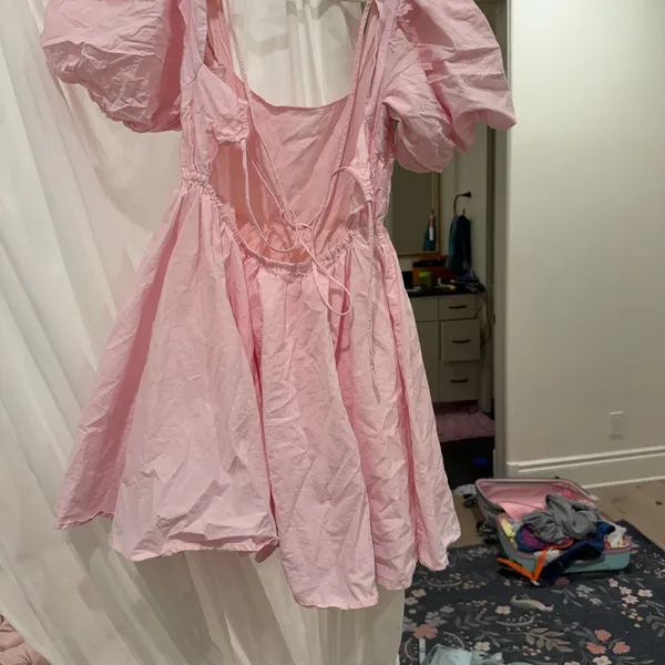 Pink Puff Sleeve Mini Dress - Image 3