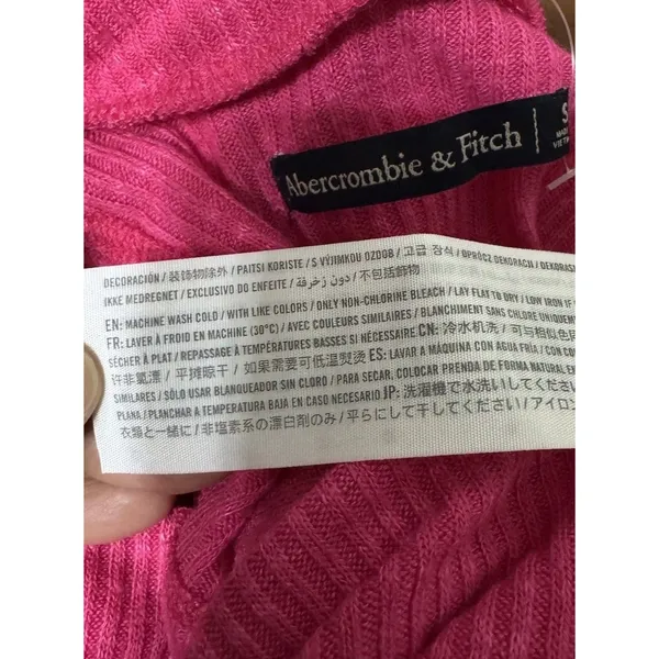 Y2k NWT Chic ABERCROMBIE & FITCH S Hot Pink Ribbed Mockneck‎ Sleeveless TankTop - Image 4