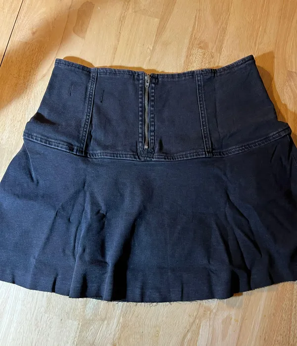 Free People Size 2 Women's Highlands Denim Skirt Black BNWT - Image 11