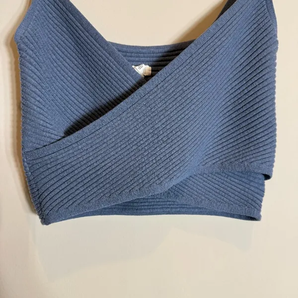 Aerie Cross Front Sweater Tank Top Women's Medium Marbled Blue Summer Going Out - Image 7