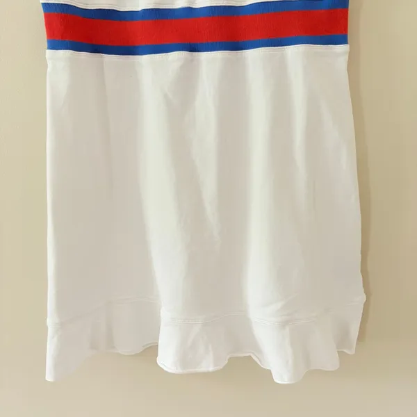 Boston Proper Sport Dress Medium White Red Blue Striped French Terry Flounce Hem - Image 8