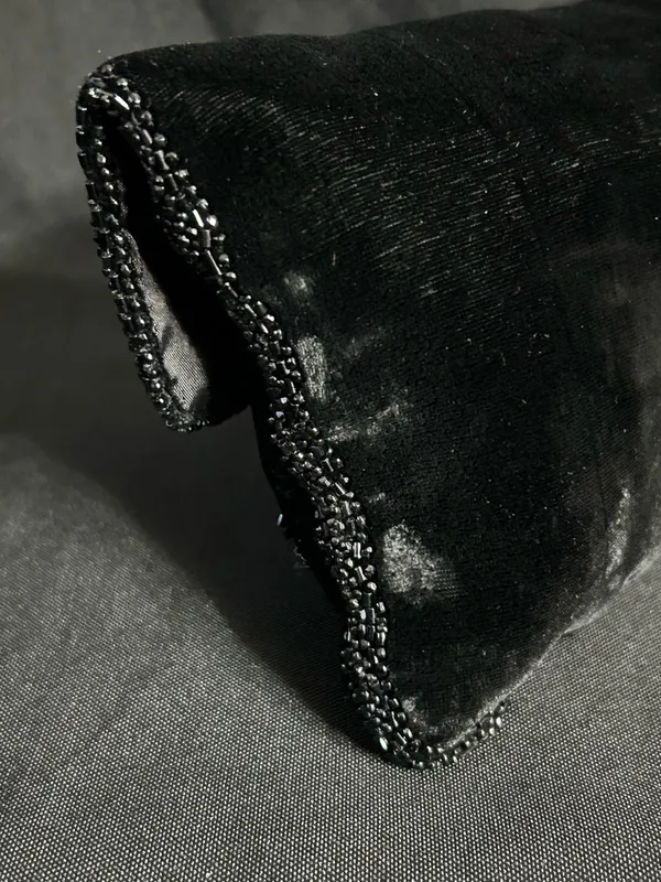 Walborg Handmade Black Beaded Velvet Foldover Clutch - Image 6