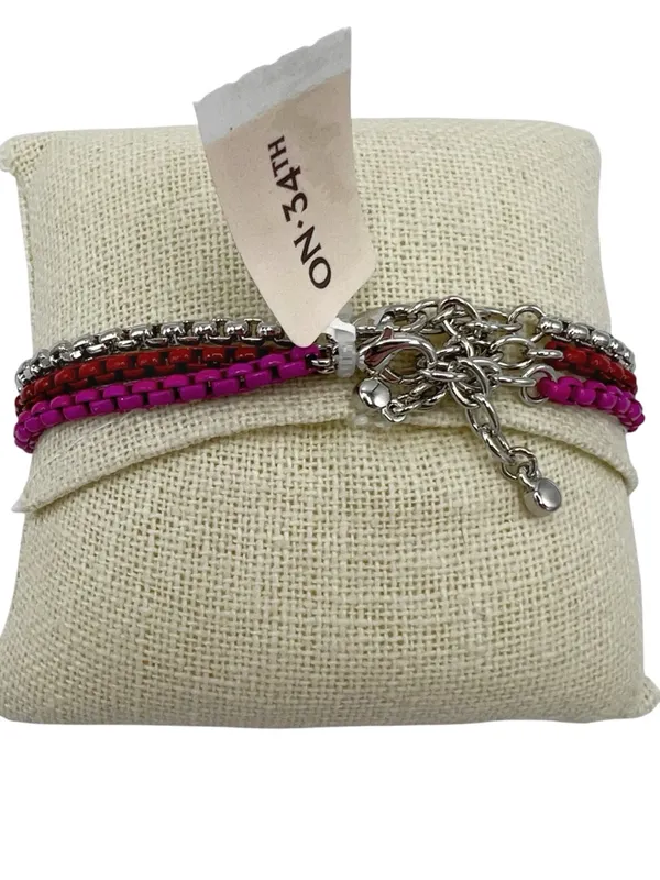 NWT On 34th 3 Piece Enamel Coated Link Bracelets Red - Image 6