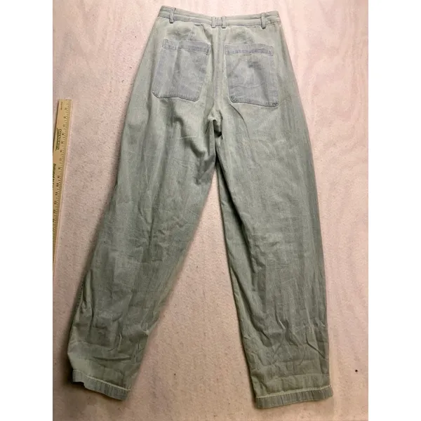 BDG Pleated Balloon Pants Womens 2 Light Wash Denim High Rise Tapered‎ Jeans - Image 10