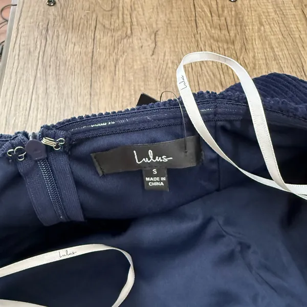 Lulu’s‎ Corduroy navy blue Strapless Jumpsuit size small NWT - Image 5