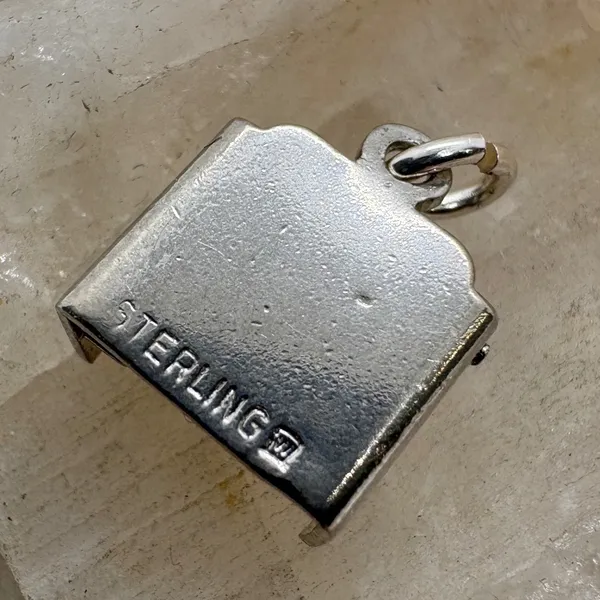Vintage‎ Sterling Silver Piano Charm Rhodium Plated Musical Pendant 1.22g - Image 5