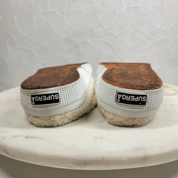 SuperGA Teddy Shearling Mule Sneakers US 9.5 Ivory Slip On Sherpa Boucle Cozy - Image 13
