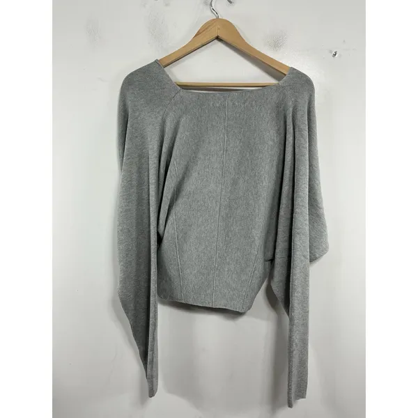 Womans NWT The Drop Long Sleeve Off The Shoulder Cropped Sweater XL Gray - Image 2