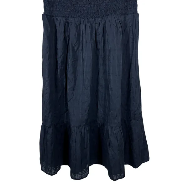 NWT Gap Smocked Bodice Textured Stripe Midi Dress Black Cottagecore Size S - Image 3