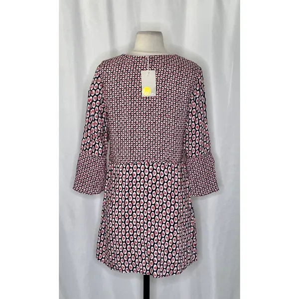 NWT!! BODEN Edna Tunic Top Retro Floral Navy Blue Red Preppy Polka Dot Size 6 - Image 6
