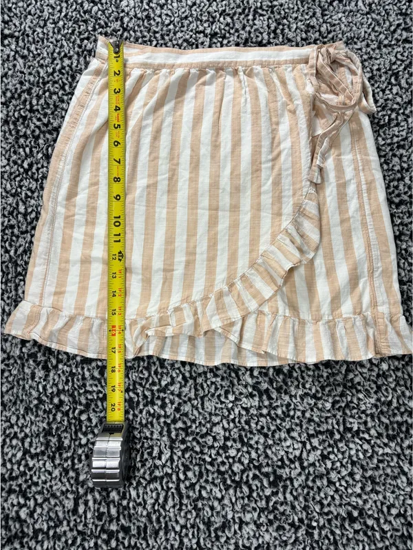 Striped Beige and White Wrap Skirt Women's Summer Skirt Nautical Coastalgrandma - Image 4