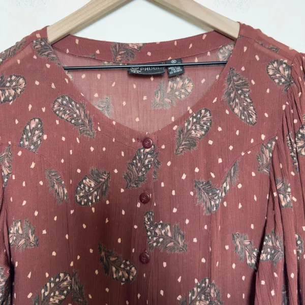 Phool Women Midi‎ Dress M Rust Brown Feather Academia Goblin Gremlin Whimsigoth - Image 3