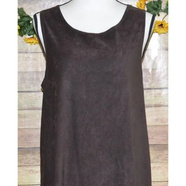 Sunbelt Women's Maxi Dress Size S Brown Faux Suede Y2K Vintage Lagenlook Slits - Image 2