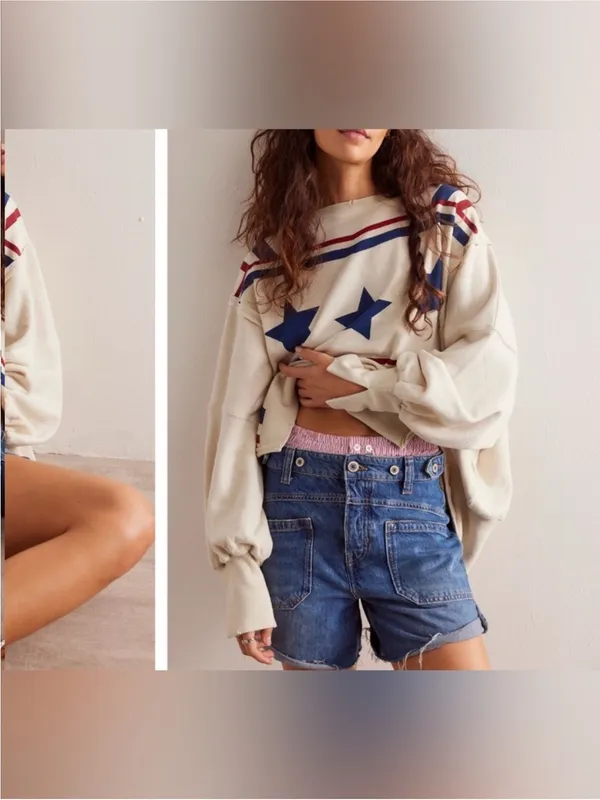 NWOT Free People We The Free Graphic Camden Sweatshirt - stars stripes - XS - Image 6
