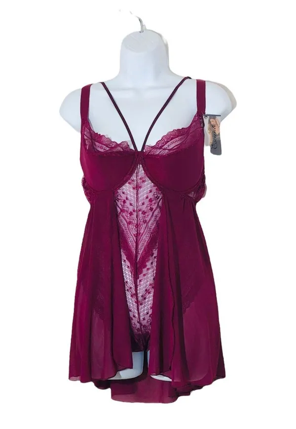 Lavish Escante Teddy Doll Of Lace With Sheer Overlay - Image 3