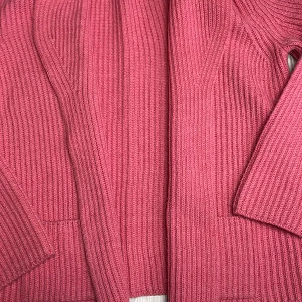 Talbots hot pink knit merino wool blazer cardigan Large - Image 2