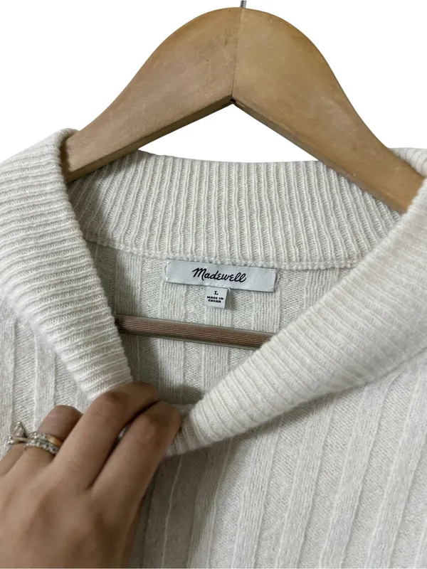 MADEWELL Levi Wool Long Sleeve Crop Sweater Pullover Top - Image 2