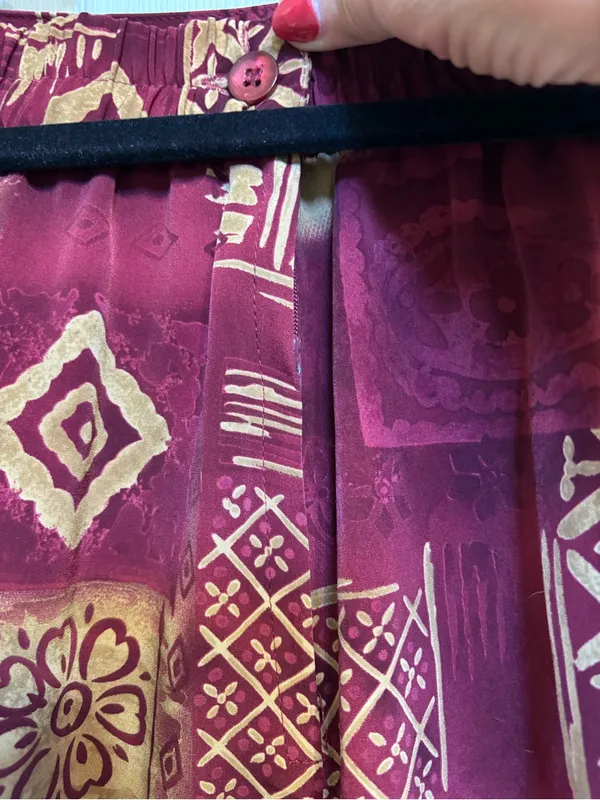 Alfred Dunner Burgundy and Gold Patterned A-Line Skirt - Image 5