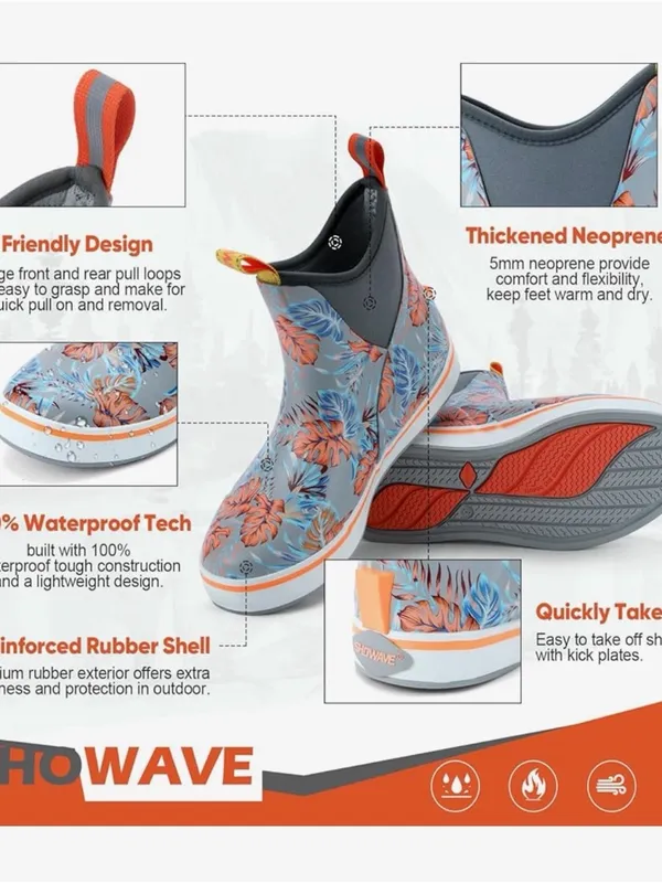 Showave Women's Deck Boots Waterproof Ankle Rain Footwear Non-Slip Size 6 - Image 3