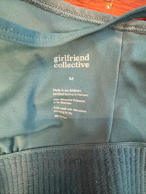 girlfriend collective Twist-Front Strappy Bralette - Teal Blue Medium - Image 4